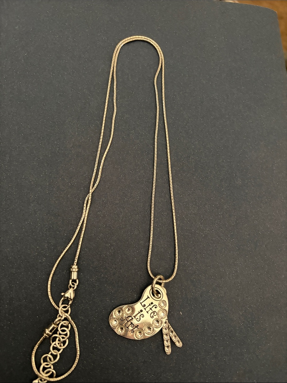 Brighton silver tone Heart Pendant Necklace with Crystal Accents